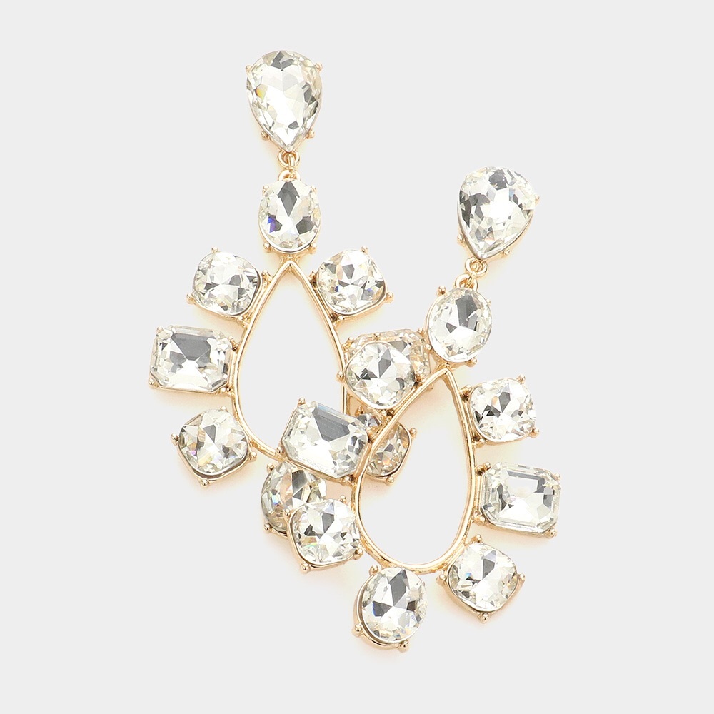 Glamorous Teardrop Drop Evening Statement Earrings